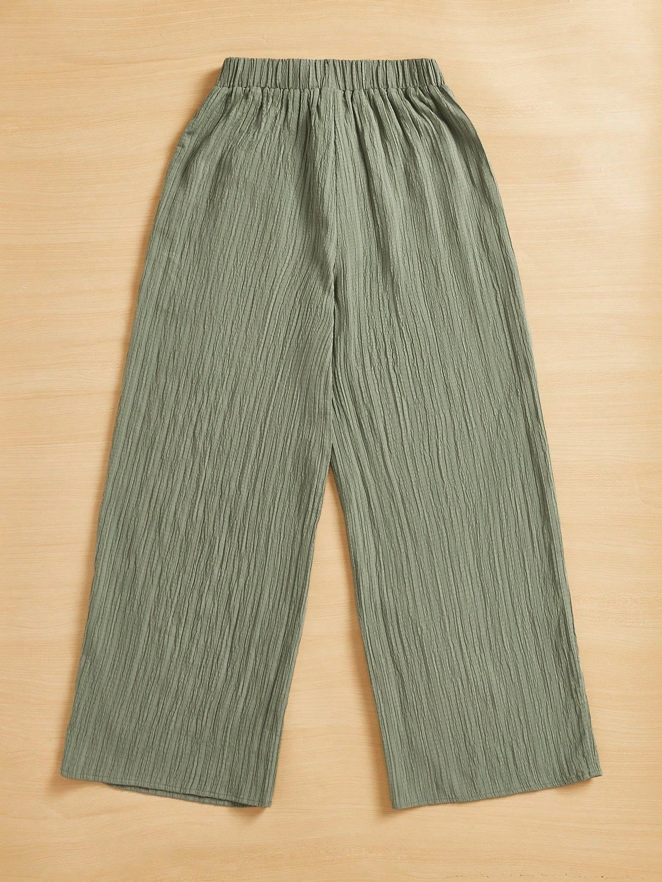 Essnce Summer Casual Textured Wide Leg Capri Pants