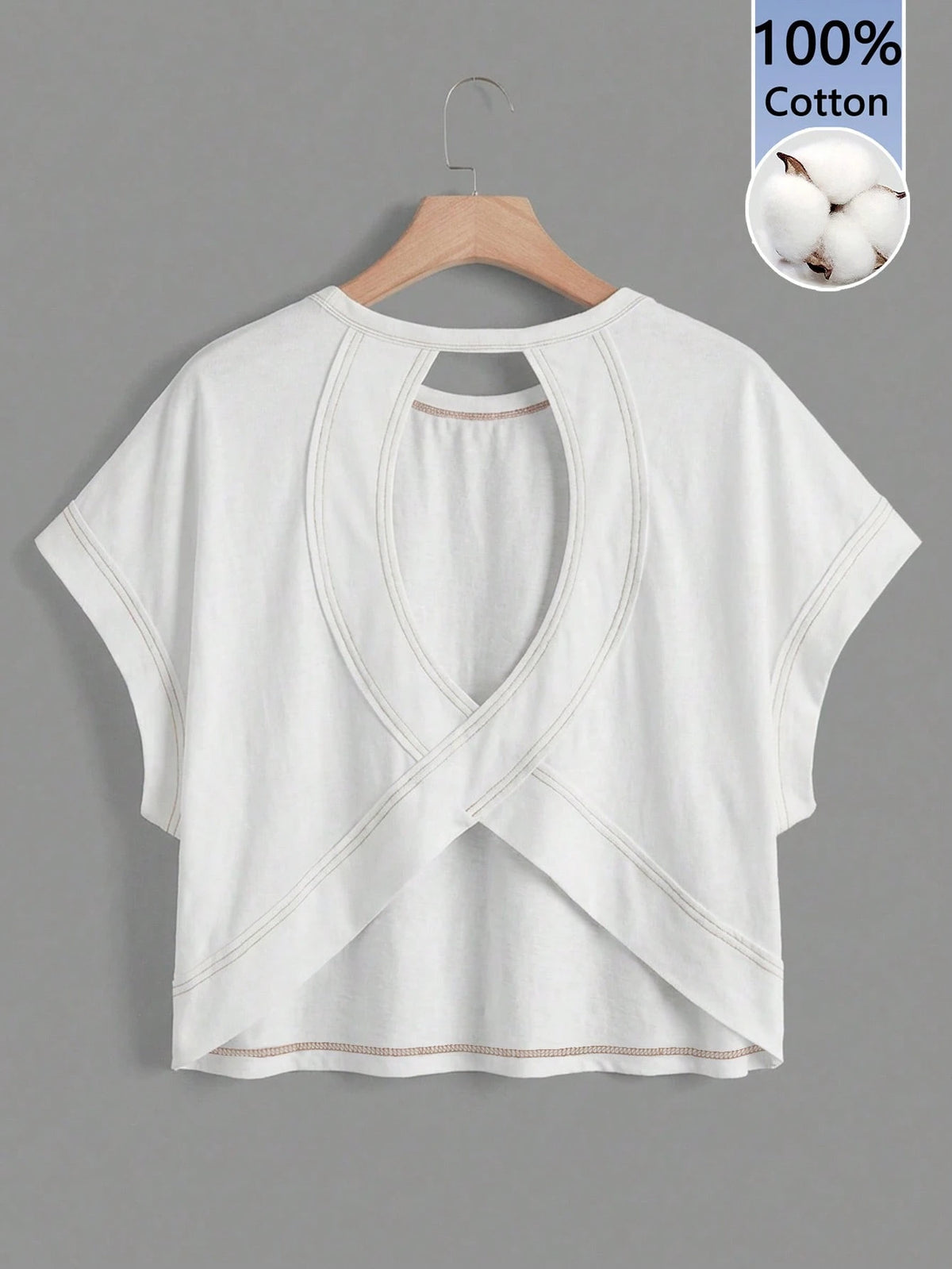 Essnce Women's Casual Round Neck Backless Asymmetrical Hem Loose Sleeveless T-Shirt, 100% Cotton, Suitable For Summer