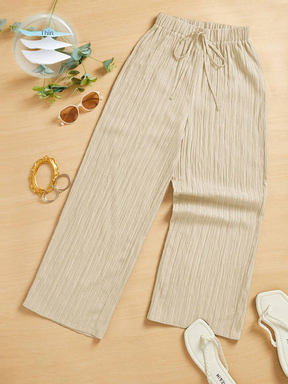Essnce Women's Casual Simple Textured Long Pants Summer Spring Valentine Day New Years