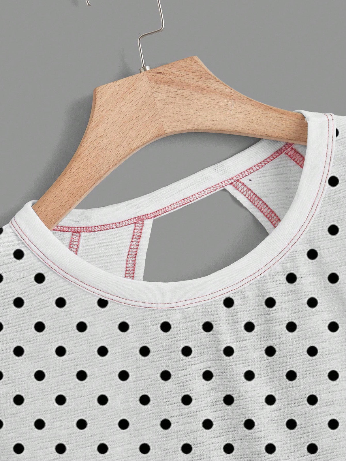 Essnce Women's White With Black Polka Dots,Summer,Casual,Cute,Vacation Round Neck Backless Vintage Asymmetrical Hem Loose Sleeveless Chic T-Shirt Top