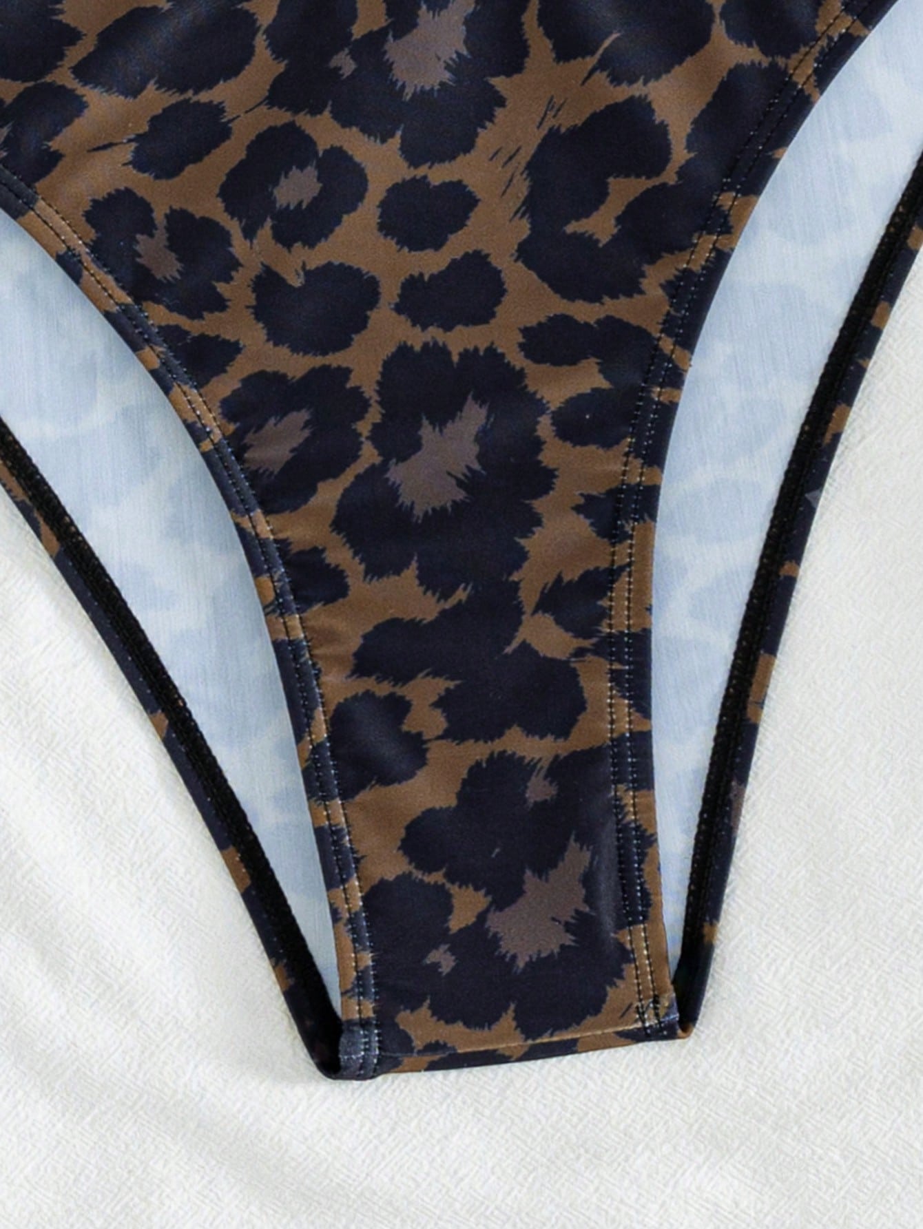 European And American Women's Sexy Leopard Print Fine Straps Bikini 2 Pieces Set, Perfect For Summer Vacation Swimming Beach