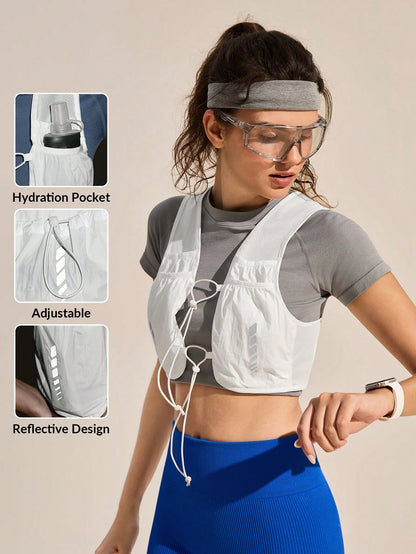 Exploreva Exploreva Drawstring Adjustable Cropped Outdoor Vest Climb Outfit