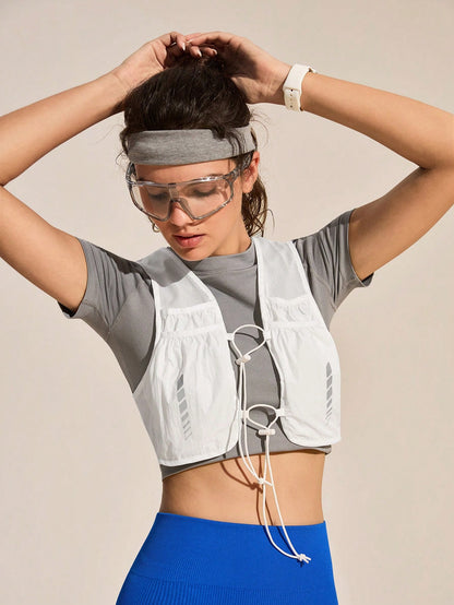 Exploreva Exploreva Drawstring Adjustable Cropped Outdoor Vest Climb Outfit