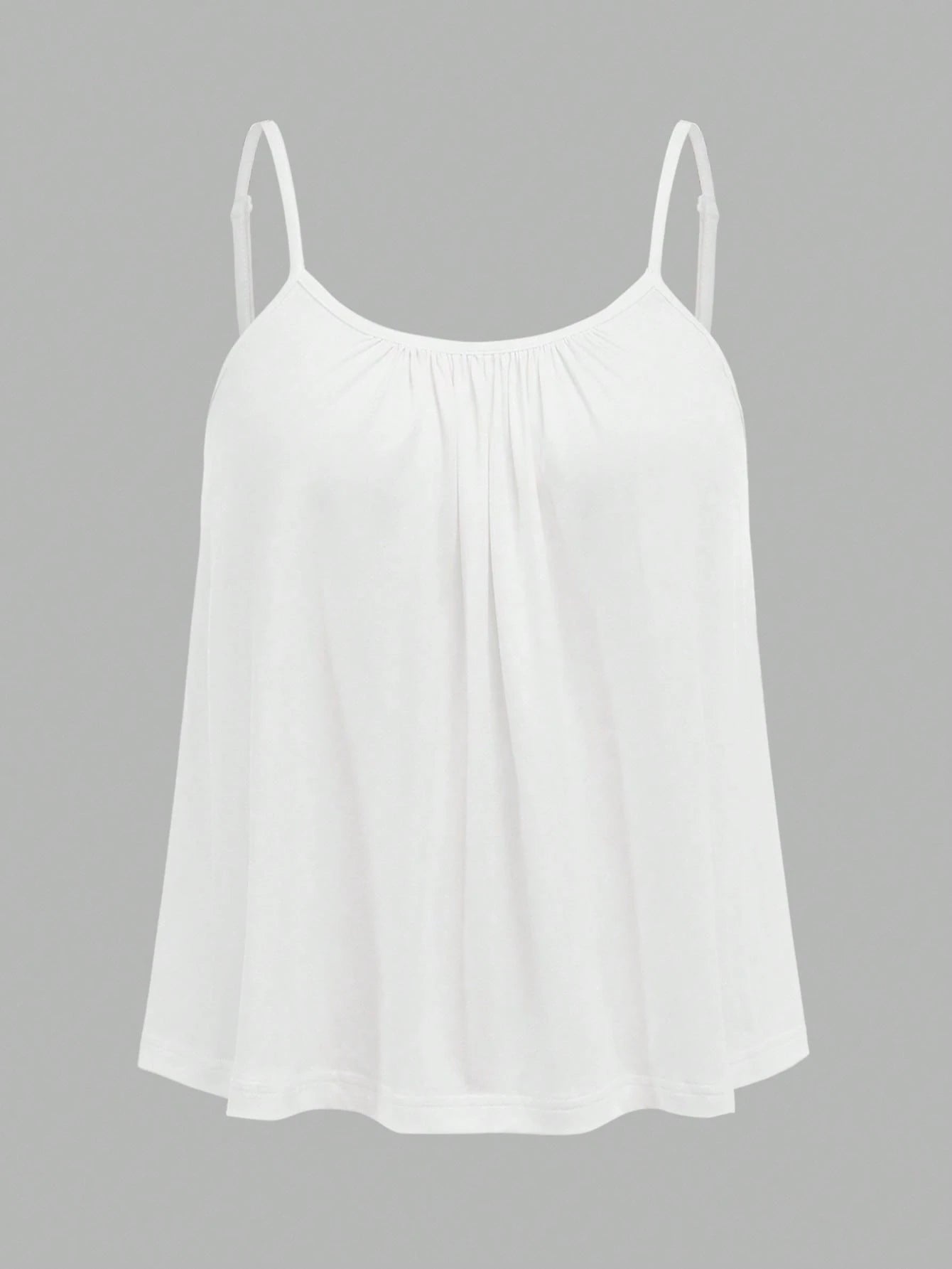 EZwear 3pcs Plus Size Women Pleated Loose Camisole Adjustable Strap Top, Suitable For Spring And Summer Back To School