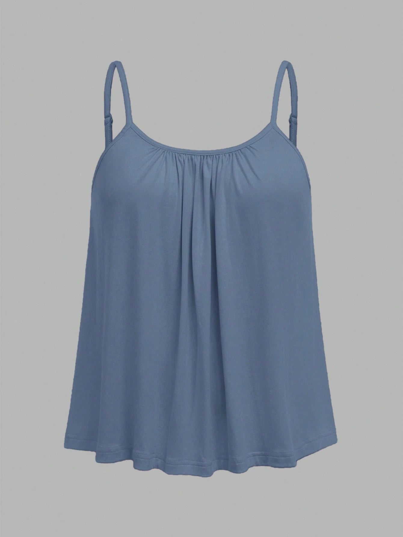 EZwear 3pcs Plus Size Women Pleated Loose Camisole Adjustable Strap Top, Suitable For Spring And Summer Back To School
