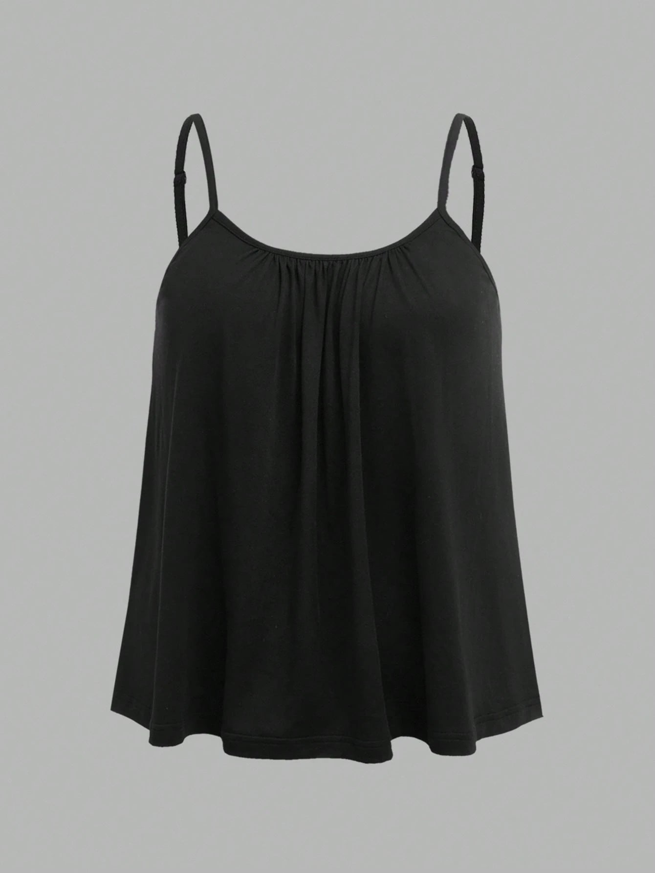 EZwear 3pcs Plus Size Women Pleated Loose Camisole Adjustable Strap Top, Suitable For Spring And Summer Back To School