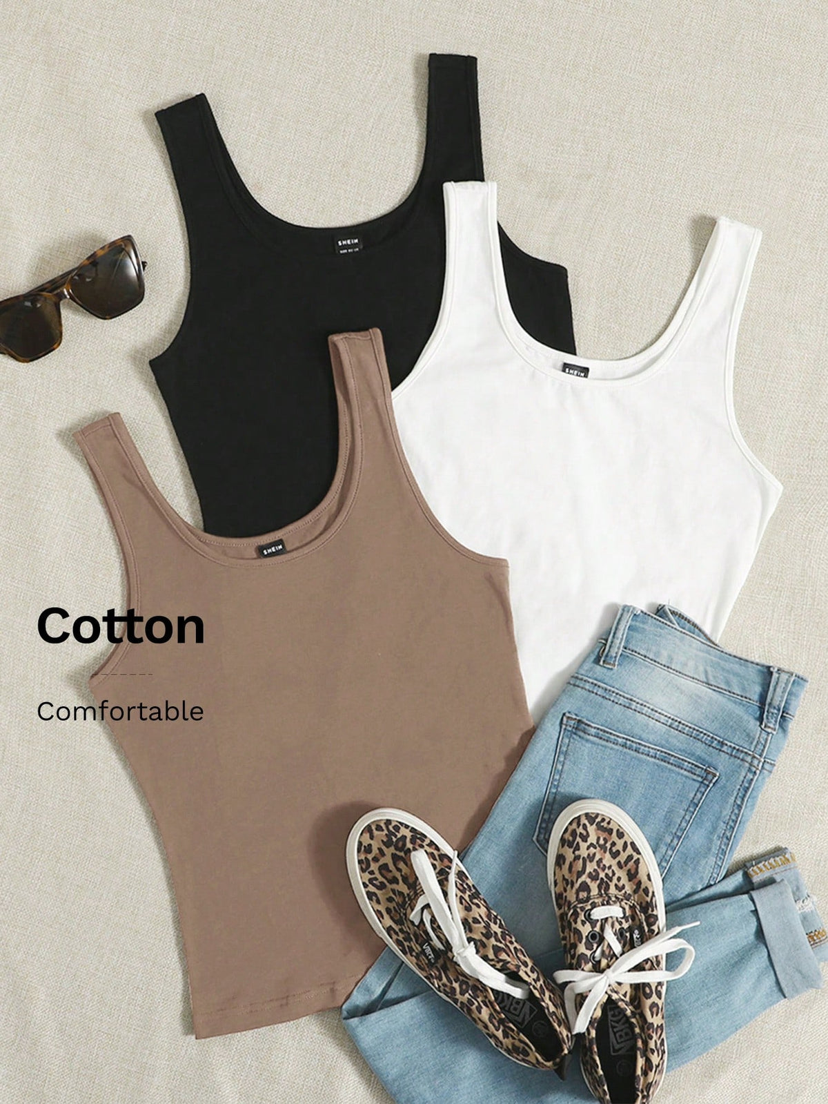 EZwear 3pcs Solid Tank Top Summer Clothes