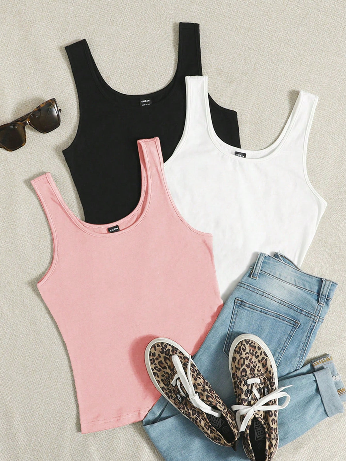 EZwear 3pcs Solid Tank Top Summer Clothes