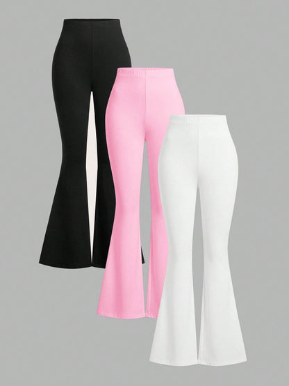EZwear 3pcs Women High Waist Skinny Flare Pants Set, Autumn/Winter