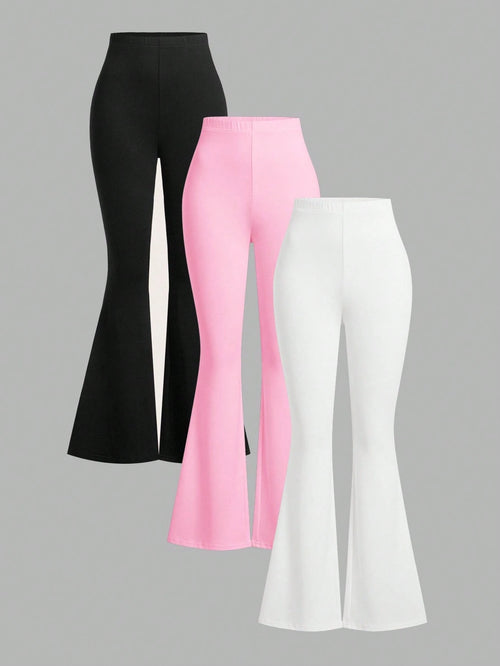 EZwear 3pcs Women High Waist Skinny Flare Pants Set, Autumn/Winter