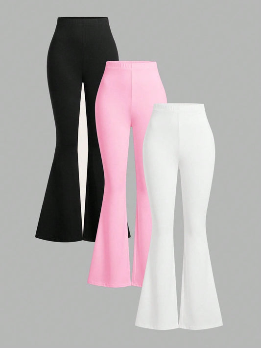 EZwear 3pcs Women High Waist Skinny Flare Pants Set, Autumn/Winter