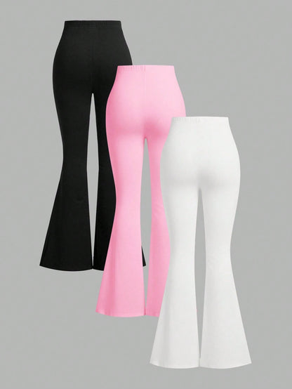 EZwear 3pcs Women High Waist Skinny Flare Pants Set, Autumn/Winter