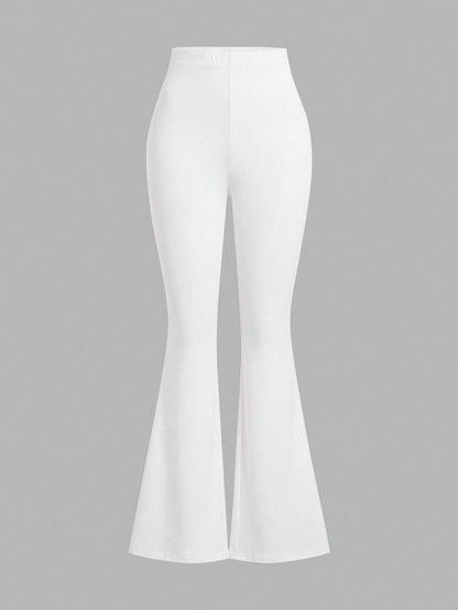 EZwear 3pcs Women High Waist Skinny Flare Pants Set, Autumn/Winter