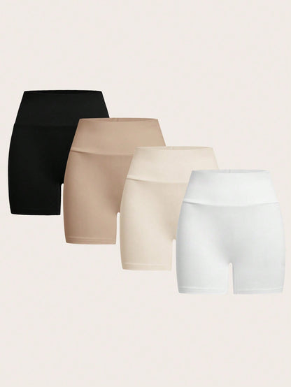 EZwear 4 Set Leisure & Simple Knitted Skinny Shorts For Women, Pack Of Several, Suitable For Summer Suitable For Going Out Women's Sportswear