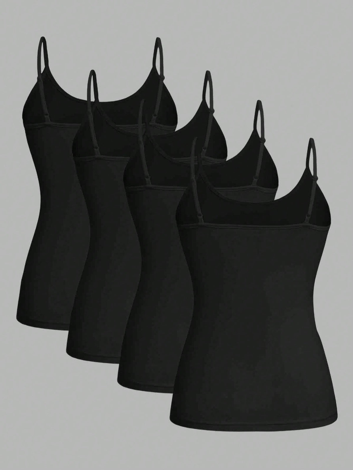 EZwear 4pcs Black Casual Minimalist Camisole Tank Tops For Women, Suitable For Summer,Black Tops