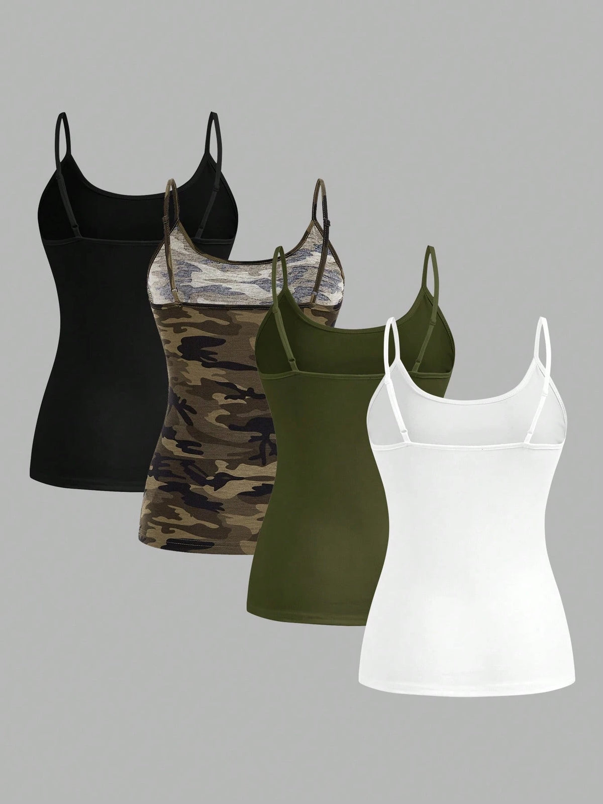 EZwear 4pcs Pack Women Casual Minimalist Camisole Tank Top, Suitable For Summer Back To School