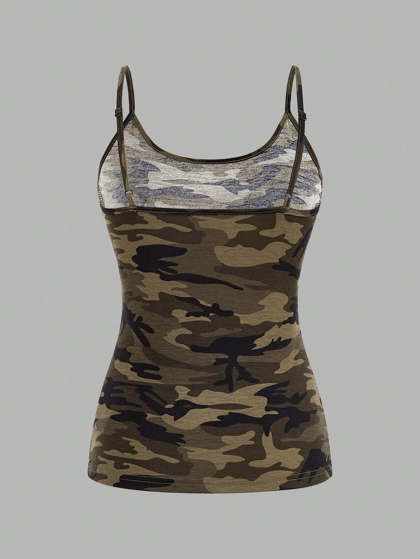 EZwear 4pcs/Set Plus Size Women Casual Camouflage & Solid Color Camisole Tops, Suitable For Summer