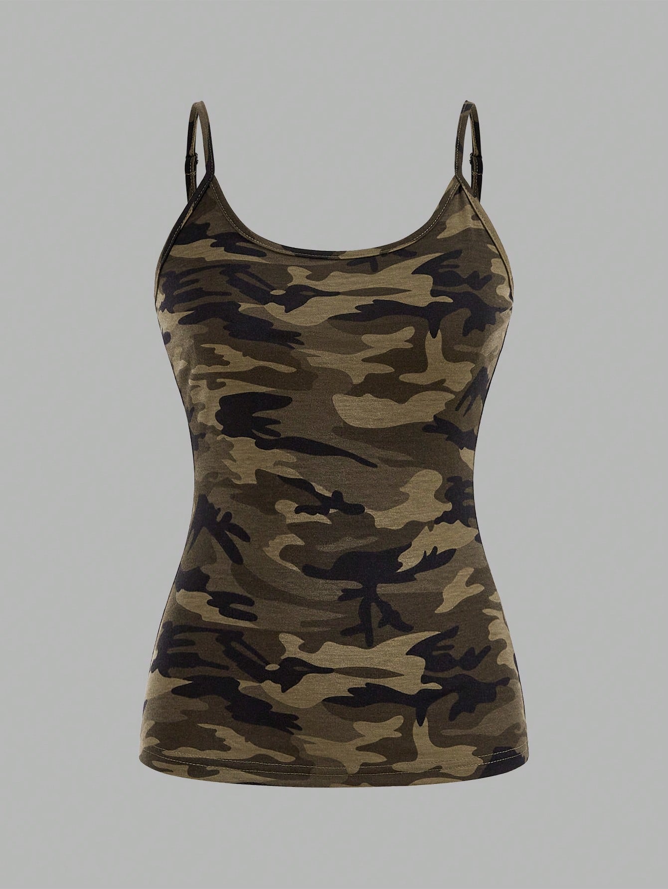 EZwear 4pcs/Set Plus Size Women Casual Camouflage & Solid Color Camisole Tops, Suitable For Summer