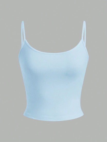 EZwear 4pcs/Set Women's Tight-Fitting Cropped Casual Tank Tops, Pink, Blue, Yellow, White, Suitable For Summer Cute 3 Pack Pastel Tight Tanktop,Summer Top
