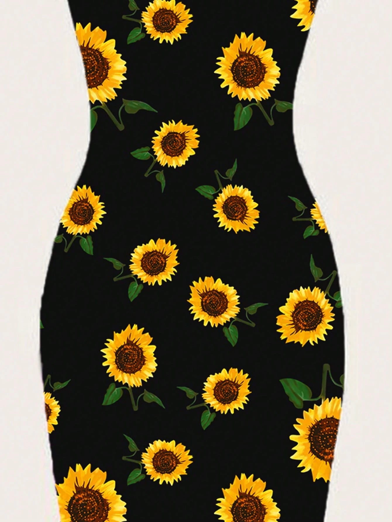 EZwear Casual Minimalist Full Print Sunflower Pattern Slim Fit Camisole Maxi Dress, Suitable For Summer,Bohemian Clothes Chic Dress