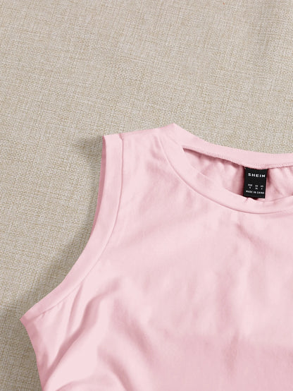 EZwear Drawstring Ruched Side Crop Tank Top