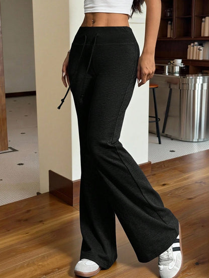 EZwear Drawstring Waist Flare Leg Sweatpants