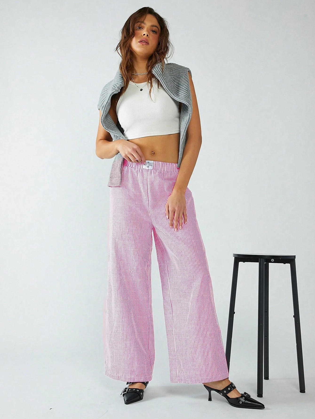 EZwear Pink Striped Woven Women's Trousers
