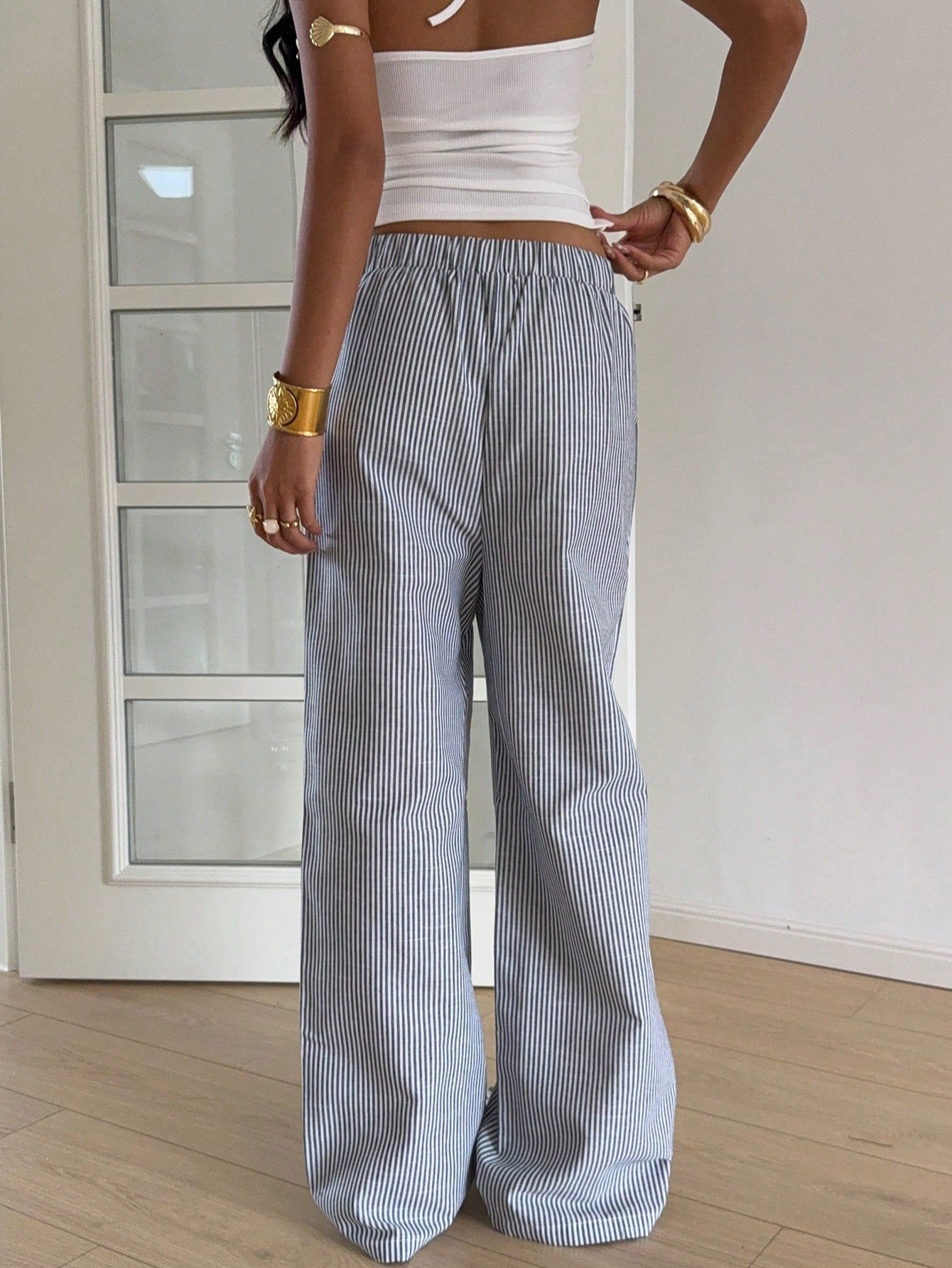 EZwear Pink Striped Woven Women's Trousers