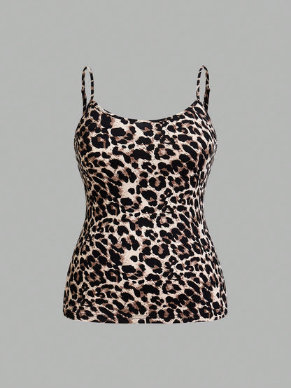 EZwear Plus 4pcs Solid & Leopard Cami Top Back To School