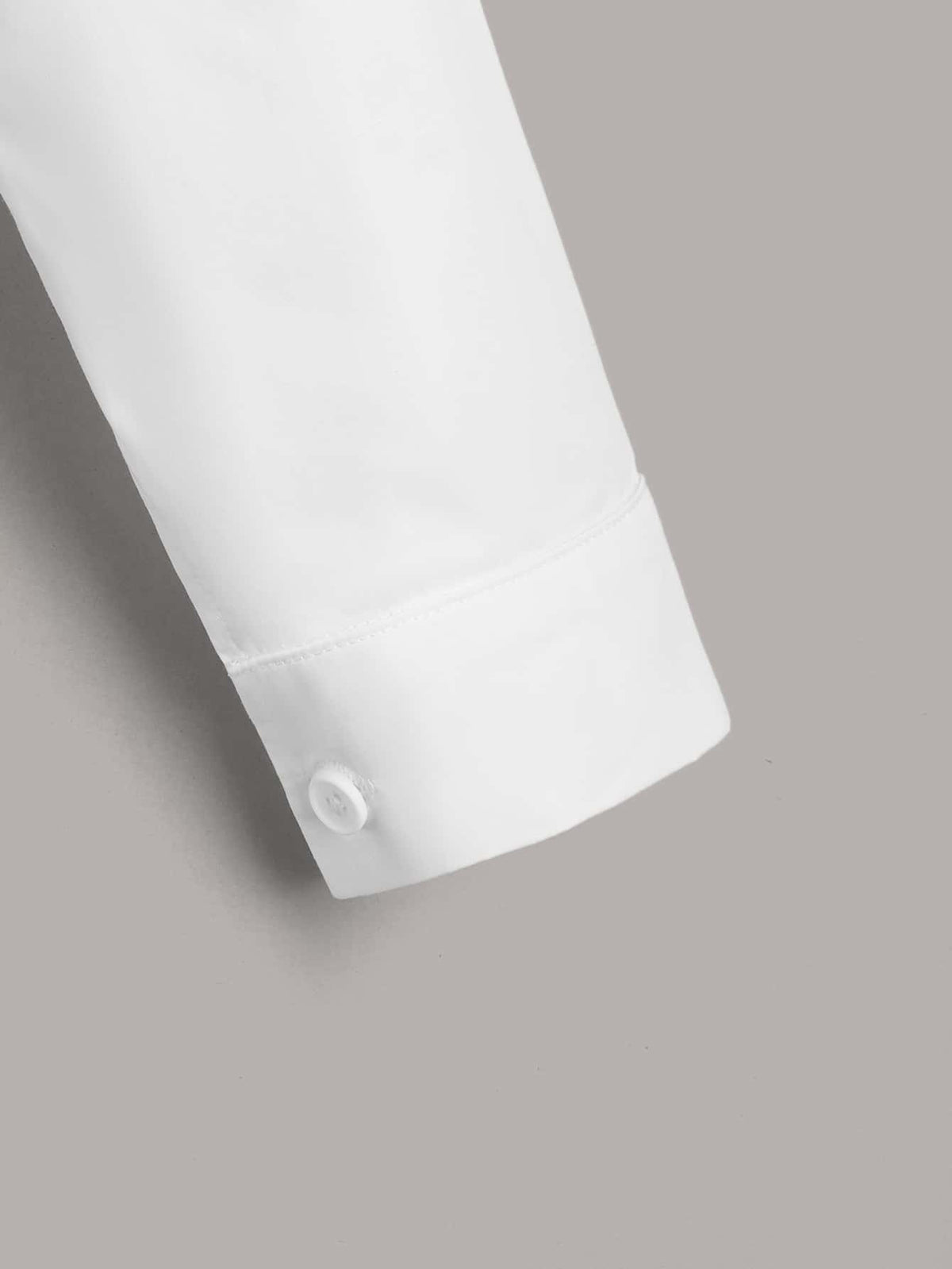 EZwear Solid Button Front Crop White Shirt,Long Sleeve Tops