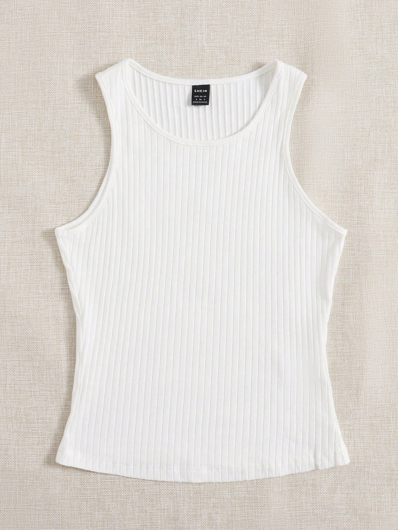 EZwear Summer Outfits Solid Rib Knit Tank Top
