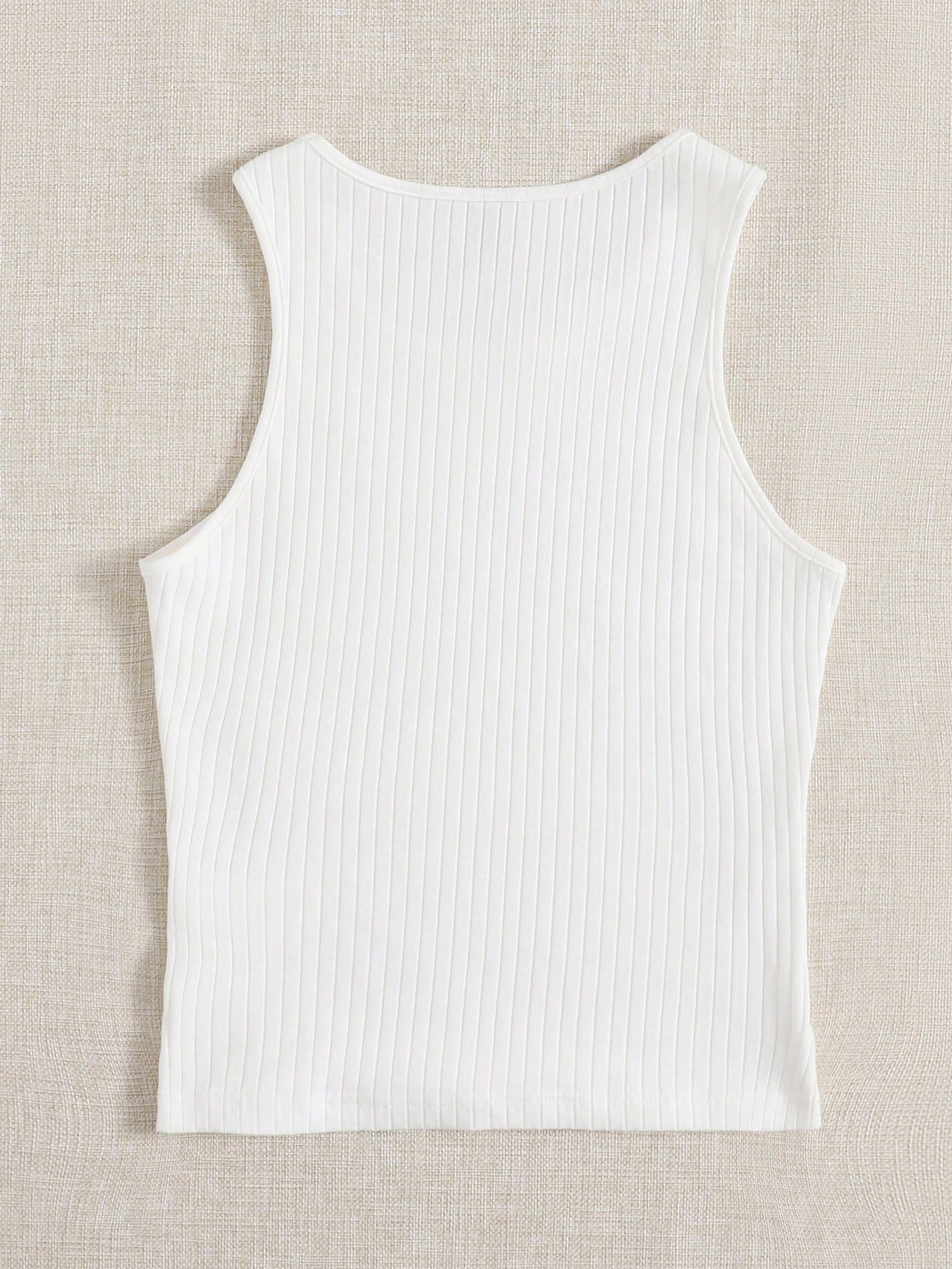 EZwear Summer Outfits Solid Rib Knit Tank Top