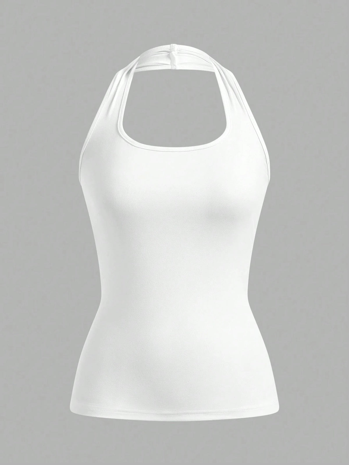 EZwear White Long Casual Halter Top, Suitable For Women In Summer, Slim Fit