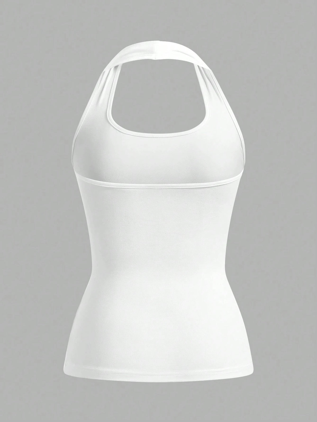 EZwear White Long Casual Halter Top, Suitable For Women In Summer, Slim Fit