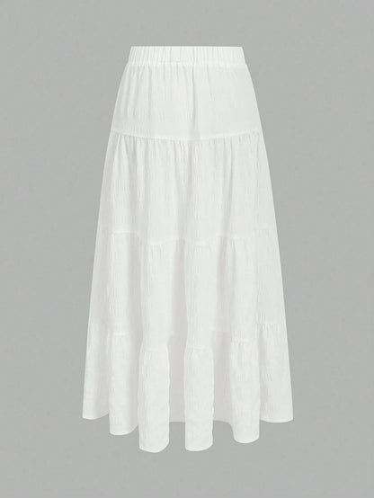 EZwear Women Casual Resort Multi-Layer Cake Style Skirt, Suitable For Summer, Vacation Suitable For Going Out Chic Dress