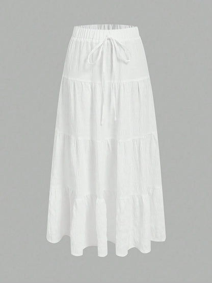EZwear Women Casual Resort Multi-Layer Cake Style Skirt, Suitable For Summer, Vacation Suitable For Going Out Chic Dress
