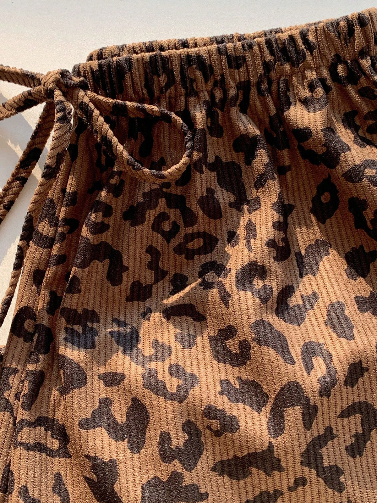 EZwear Women's Casual 70s 90s Leopard Print Drawstring Waist Loose Pants Lounge Travel Home Dark Brown Autumn