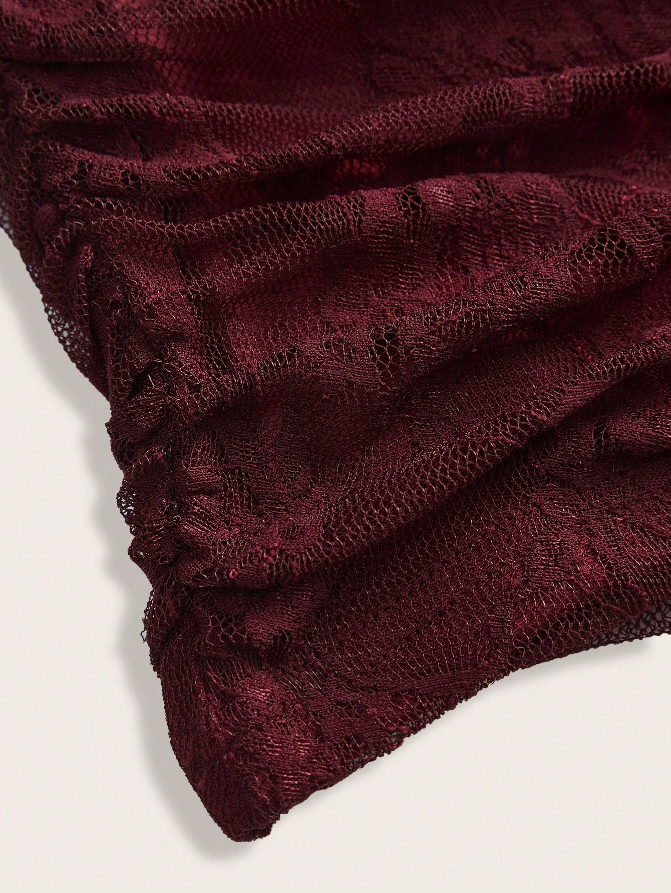 EZwear Women's Layered Burgundy Floral Lace Fitted Skirt, Spring/Summer Red Women Maroon Ruched Mini