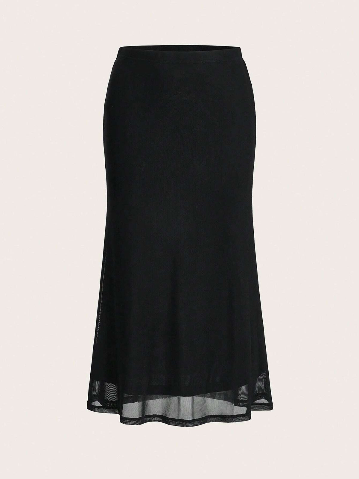 EZwear Women's Valentine's Day Heart Print Fish Tail Black Mesh Skirt