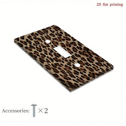 Fabric Texture Leopard Print Switch Wall Plate 2D Flat Durable Decal Fit Single Double Switch No Battery Easy Install Bold Aesthetic Home Decor