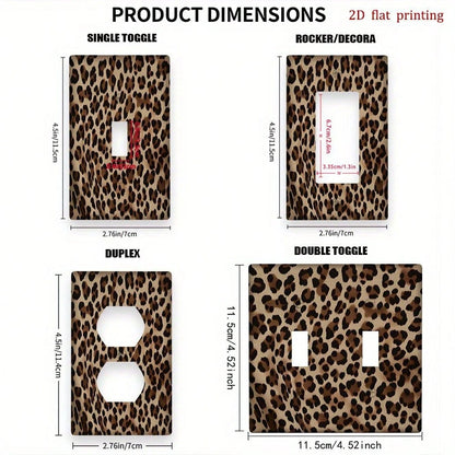 Fabric Texture Leopard Print Switch Wall Plate 2D Flat Durable Decal Fit Single Double Switch No Battery Easy Install Bold Aesthetic Home Decor