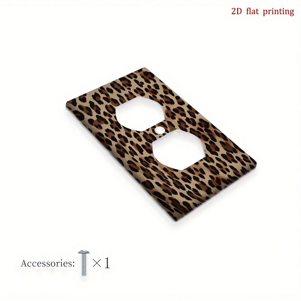 Fabric Texture Leopard Print Switch Wall Plate 2D Flat Durable Decal Fit Single Double Switch No Battery Easy Install Bold Aesthetic Home Decor