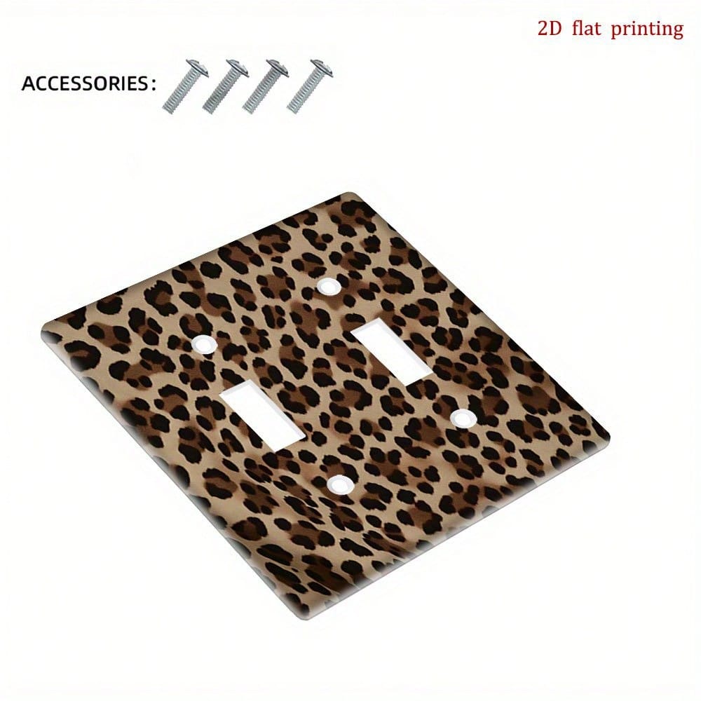 Fabric Texture Leopard Print Switch Wall Plate 2D Flat Durable Decal Fit Single Double Switch No Battery Easy Install Bold Aesthetic Home Decor