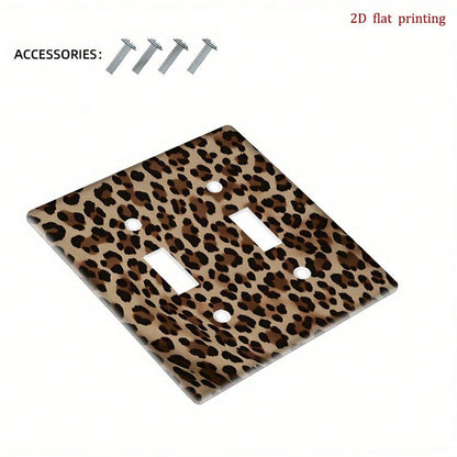 Fabric Texture Leopard Print Switch Wall Plate 2D Flat Durable Decal Fit Single Double Switch No Battery Easy Install Bold Aesthetic Home Decor