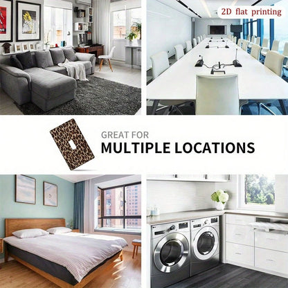Fabric Texture Leopard Print Switch Wall Plate 2D Flat Durable Decal Fit Single Double Switch No Battery Easy Install Bold Aesthetic Home Decor