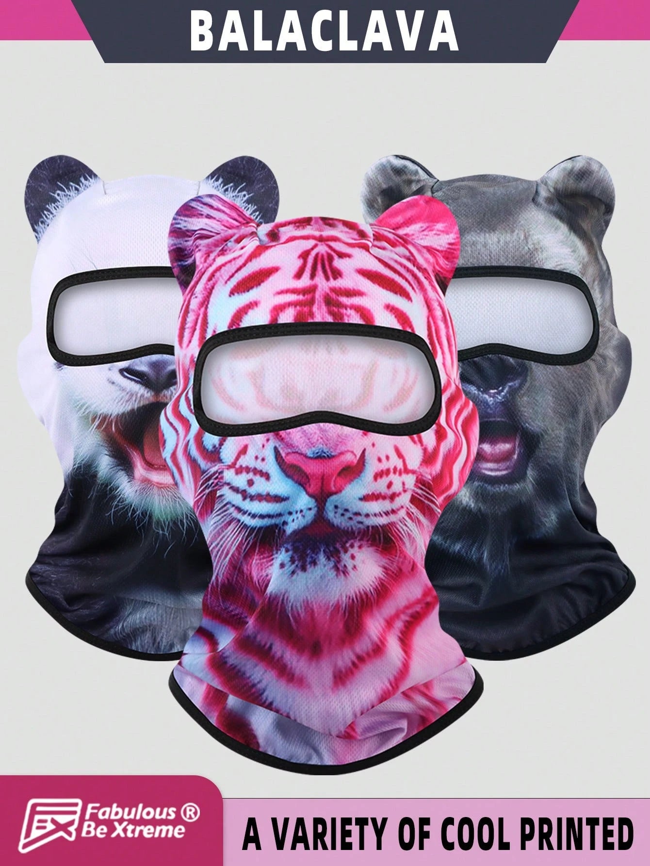Fabulous Be Xtreme Distinctive Animal Print Cycling Balaclava Mask, Breathable Sun Protection Dust-Proof Face Cover, Funny Novelty Mask For Holidays