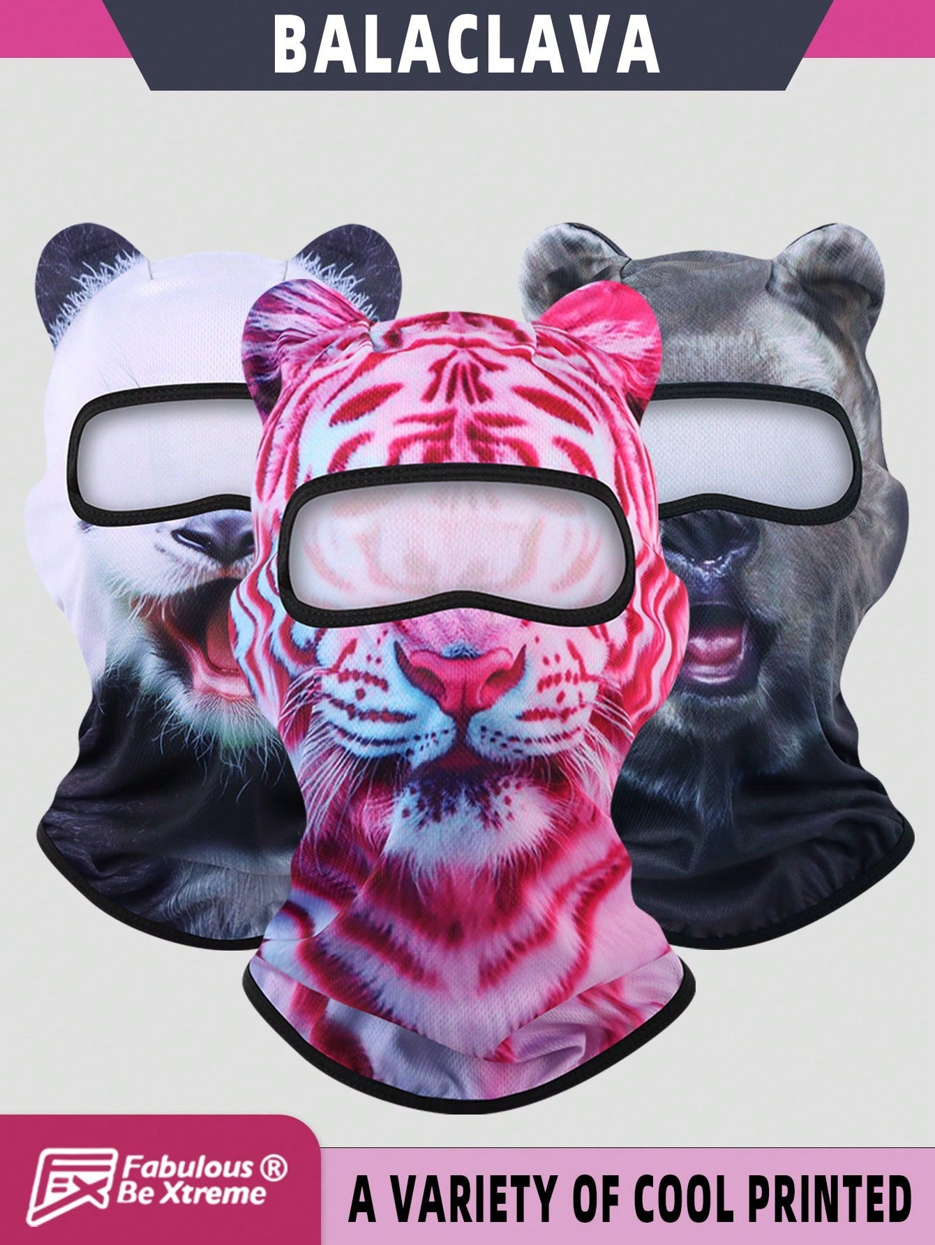 Fabulous Be Xtreme Distinctive Animal Print Cycling Balaclava Mask, Breathable Sun Protection Dust-Proof Face Cover, Funny Novelty Mask For Holidays