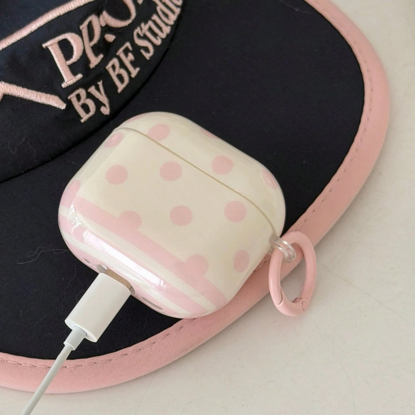 Fashion Creative Polka Dot & Striped Earphone Case Compatible With Airpods 4, Cute Earphone Cover Compatible With Apple 2, 3, New Protective Case With Pendant Compatible With Airpods Pro 3, Korean Sty