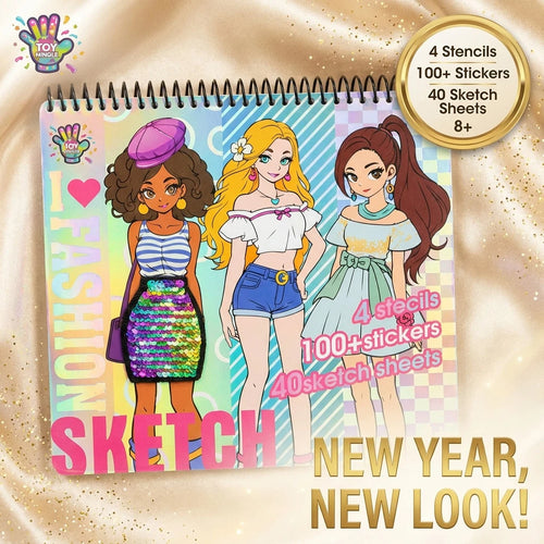 Fashion Design Sketchbook For Girls, Sticker & Coloring Art Set- Back To School Creative Gift Ages 8+