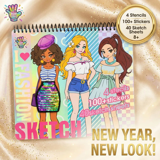 Fashion Design Sketchbook For Girls, Sticker & Coloring Art Set- Back To School Creative Gift Ages 8+
